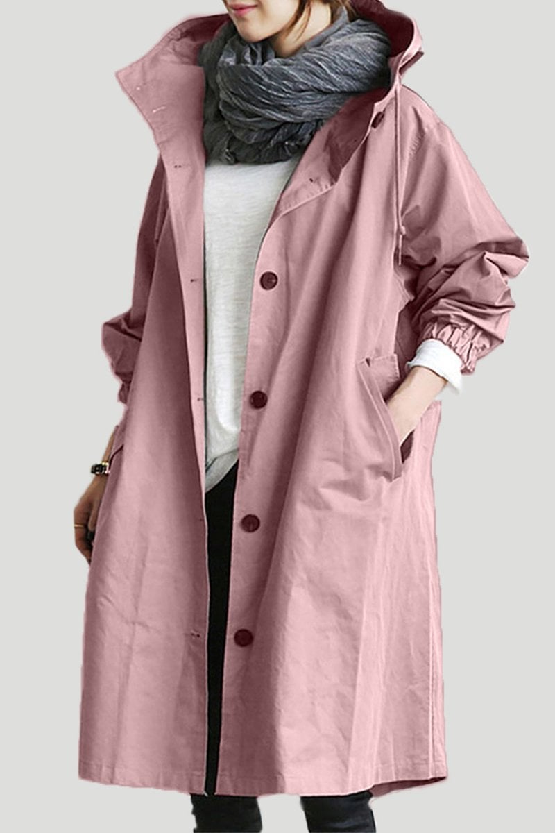 Trench Coat Slim Fit Donna – Impermeabile con Cappuccio, Adatto per Primavera e Autunno
