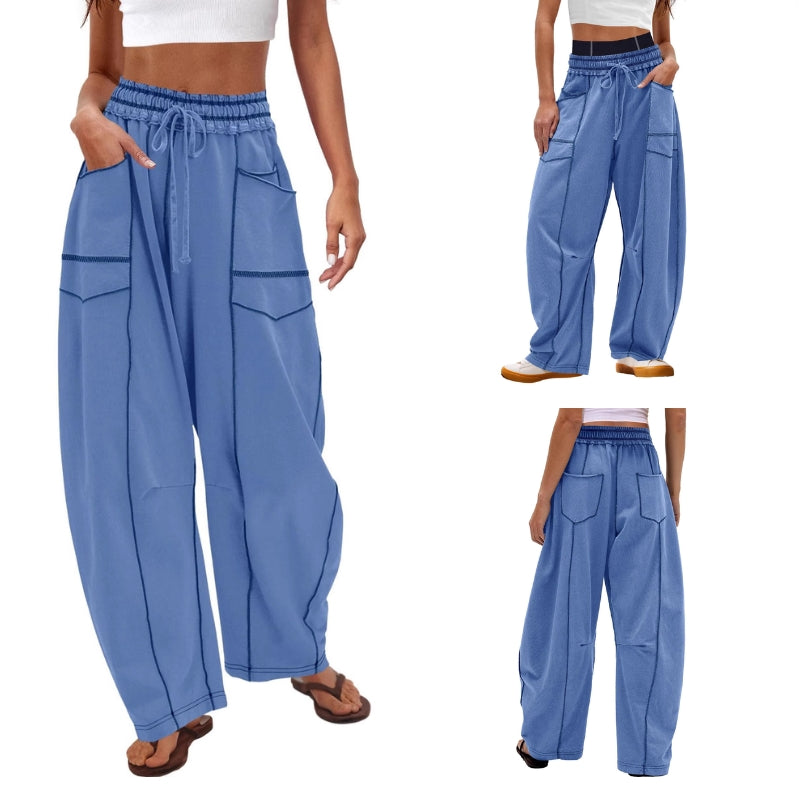 Pantaloni Tuta Vita Alta a Gamba Ampia
