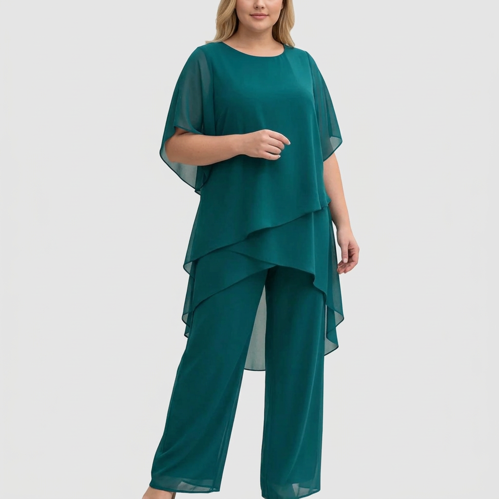 Completo Donna Elegante con Pantaloni Palazzo Drappeggiati