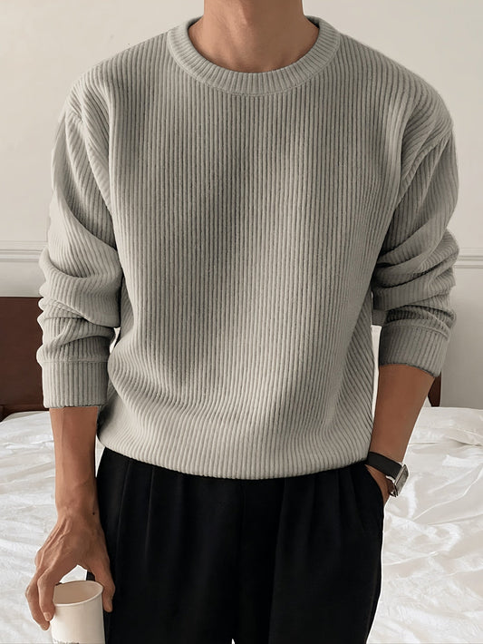Maglione Uomo Girocollo a Coste con Vestibilità Comfort