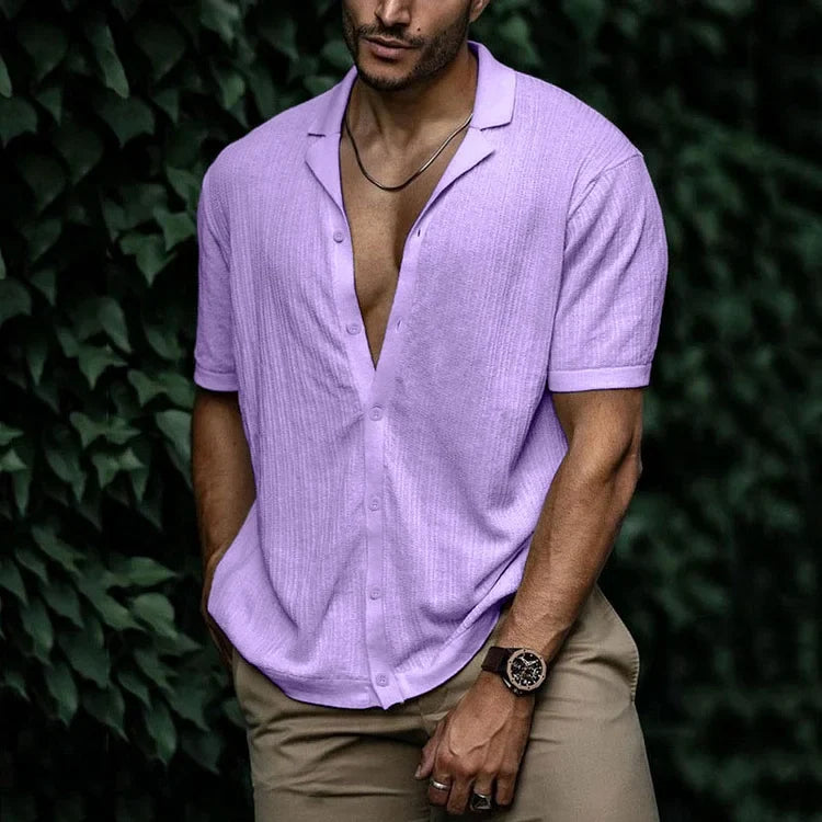 Camicia Uomo Casual Maniche Corte con Bottoni