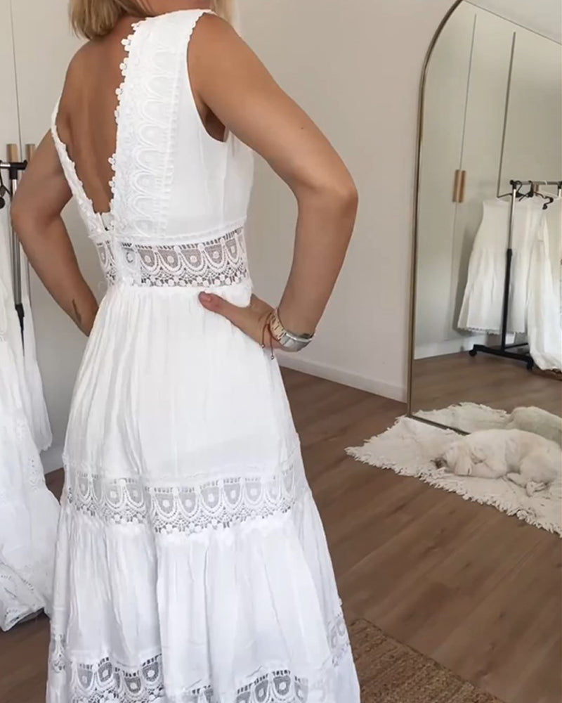 Abito A-line da Donna – Con Scollatura a V, Adatto per Occasioni Festive