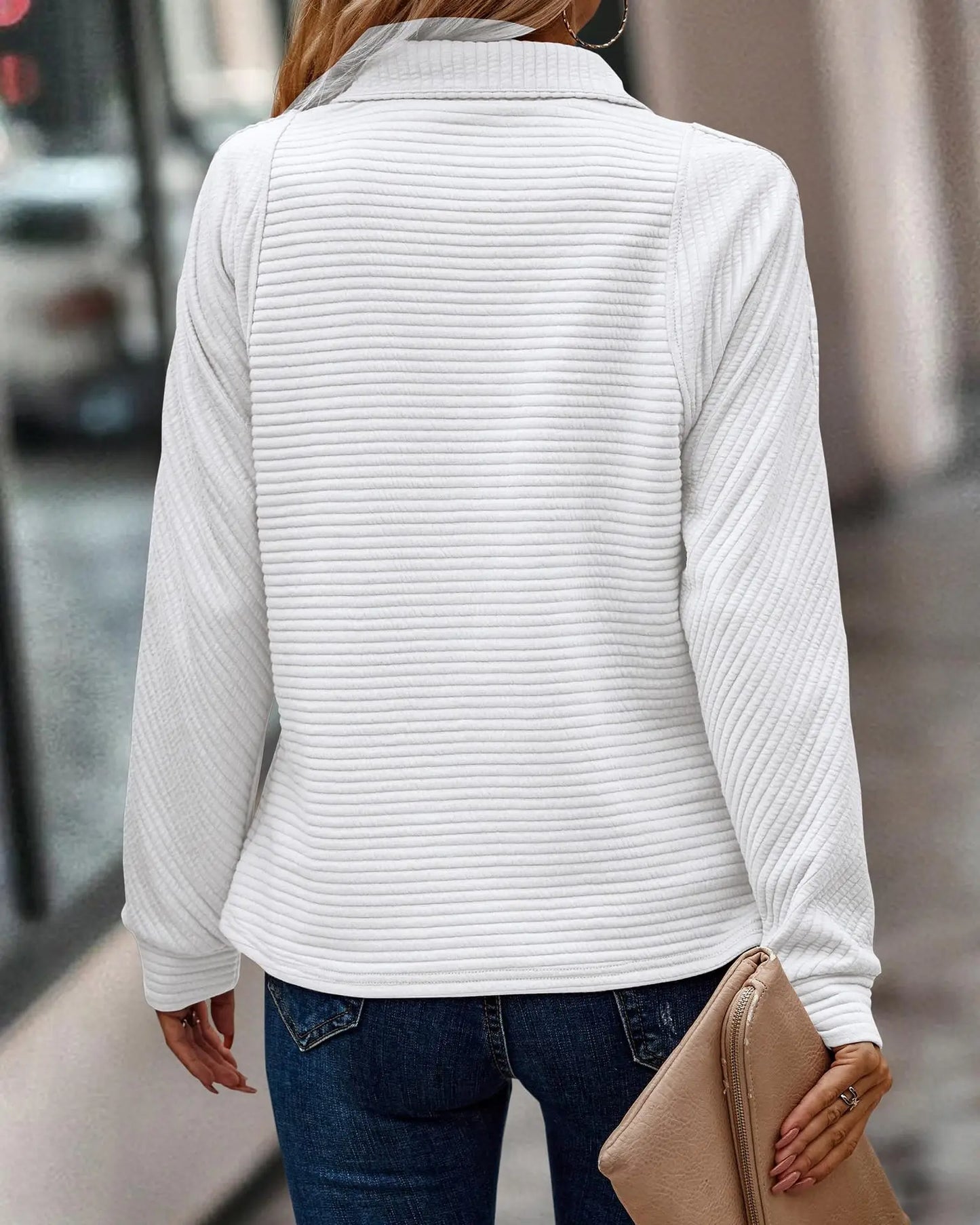 Maglione Slim Fit Donna – Collo a V con Zip, Adatto per Uso Casual e Quotidiano