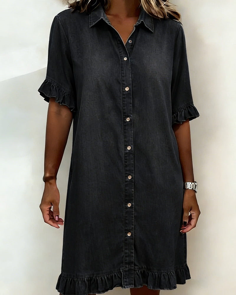 Abito Donna Scollo V – Casual con Rouches, Adatto per Primavera e Estate
