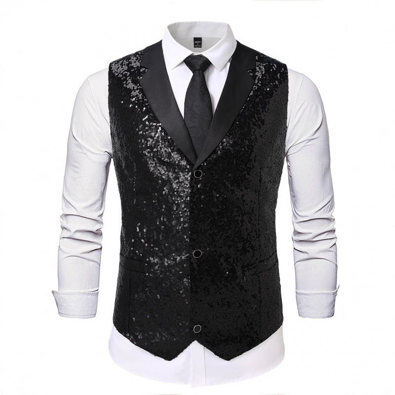 Gilet Uomo Glitter con Collo in Raso
