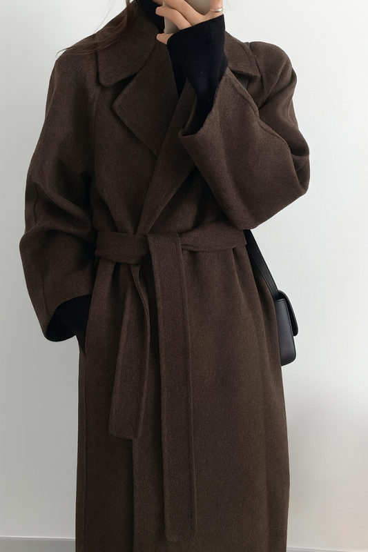 Cappotto Donna in Misto Lana, Lungo dal Taglio Classico