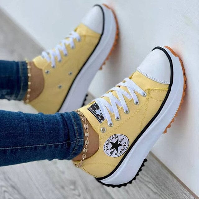 Sneakers Donna Platform in Tela con Suola Chunky