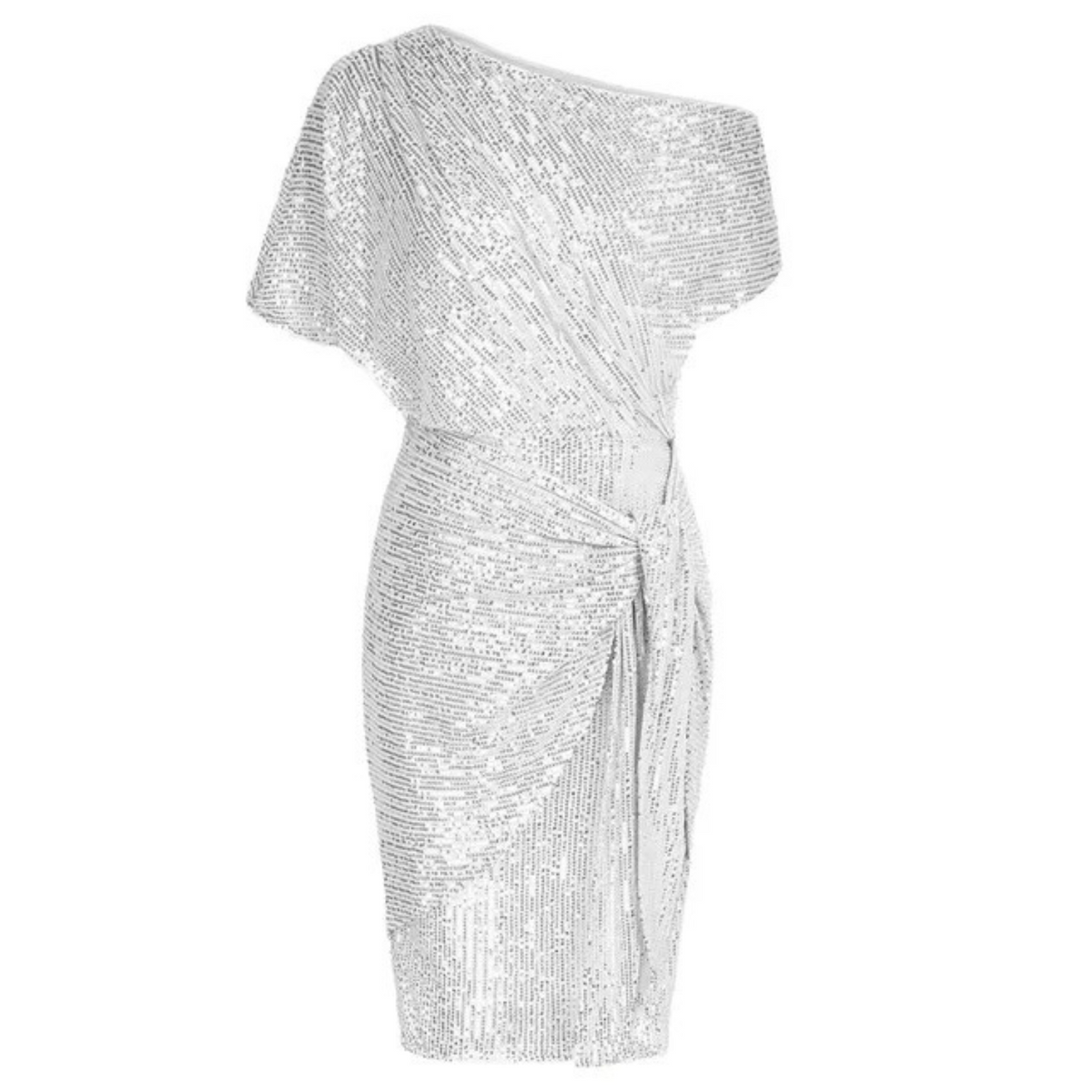 Abito da Cerimonia Donna con Paillettes - Scollo Asimmetrico