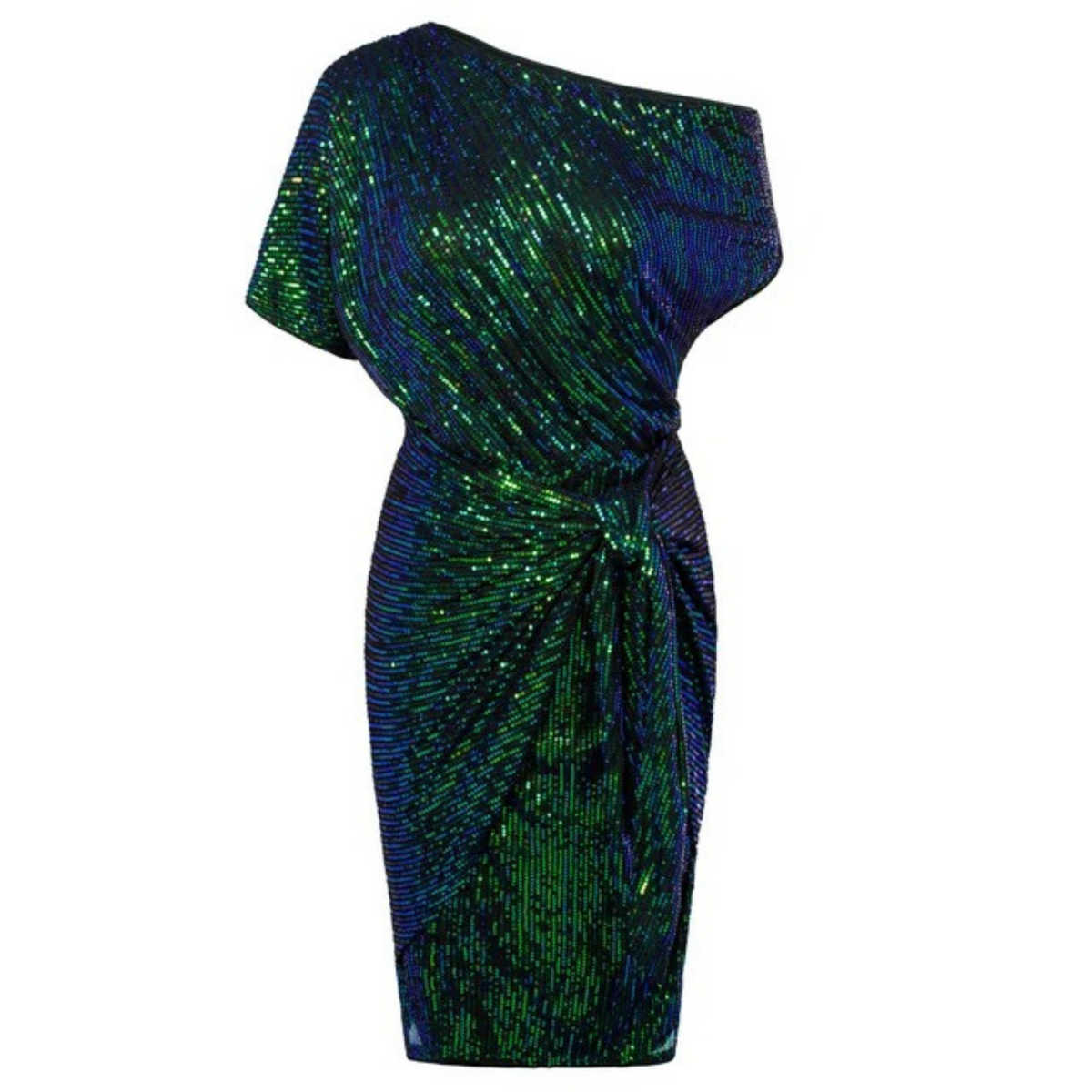 Abito da Cerimonia Donna con Paillettes - Scollo Asimmetrico