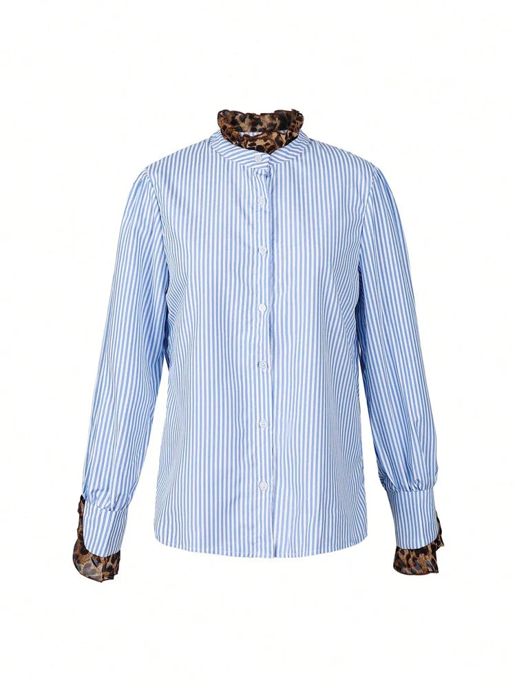 Blusa Slim Fit da Donna – Con Bottoni e Polsini Statement, Adatta per Lavoro e Uso Quotidiano