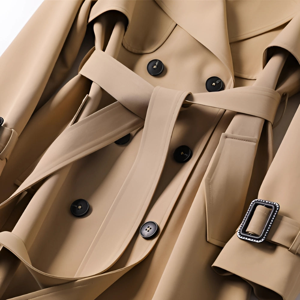 Trench Coat Femminile Sagomato – Con Cintura, Adatto per Primavera e Autunno