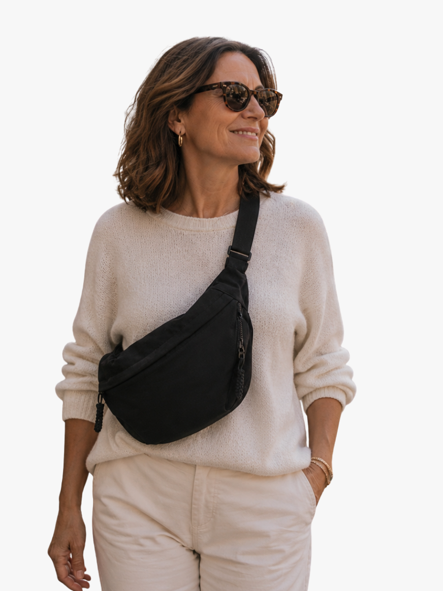 Borsa Tracolla Donna in Nylon con Tasche Multiple