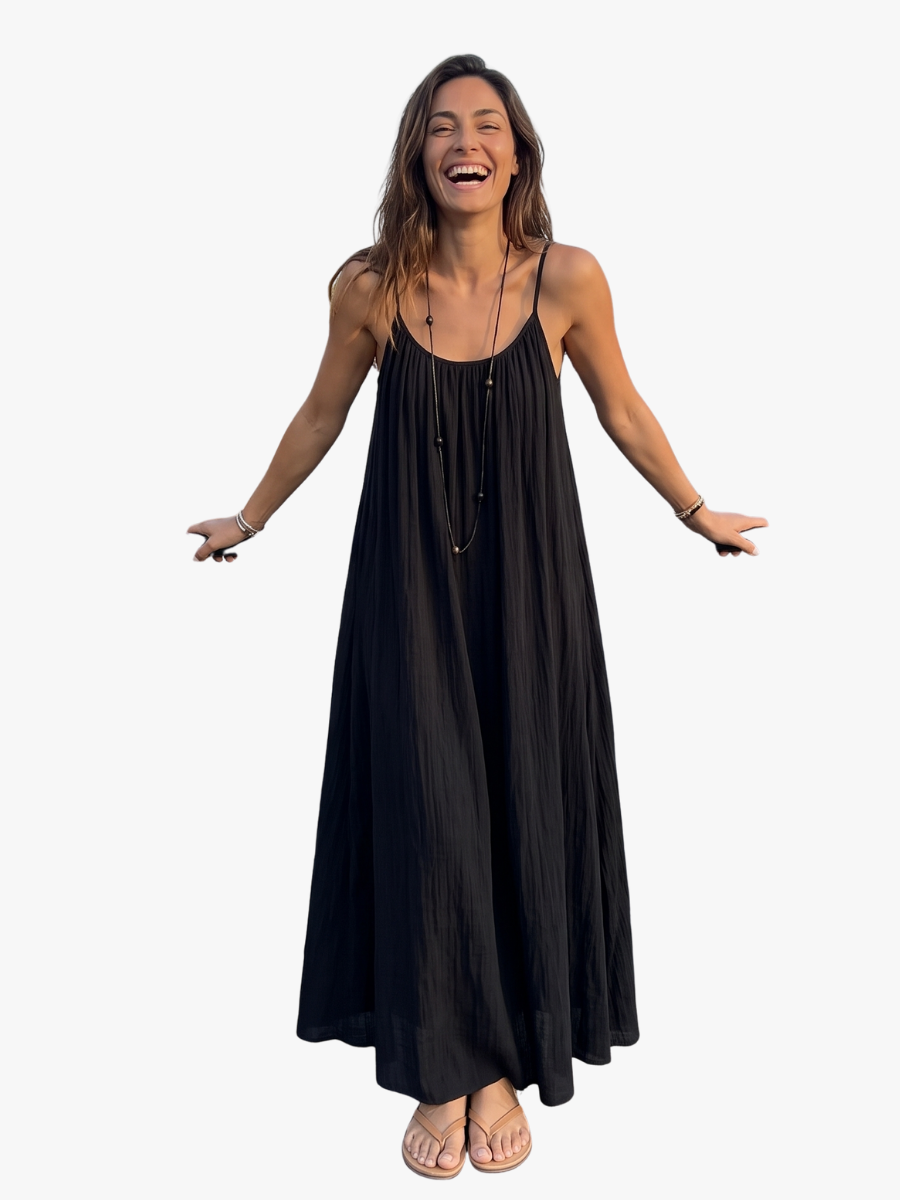 Vestito Maxi Donna Schiena Scoperta Regolabile Effetto Fluido