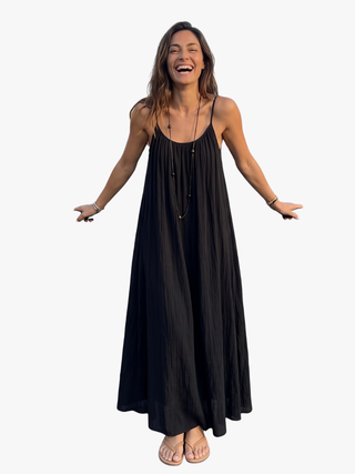 Vestito Maxi Donna Schiena Scoperta Regolabile Effetto Fluido