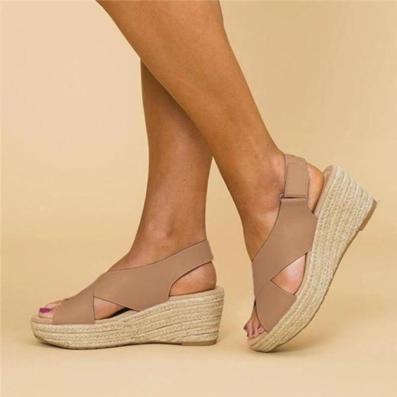 Sandali con Tacco a Cuneo per Donna – Con Cinghie Incrociate, Adatti per Uso Casual e Estivo