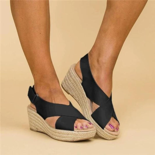 Sandali con Tacco a Cuneo per Donna – Con Cinghie Incrociate, Adatti per Uso Casual e Estivo