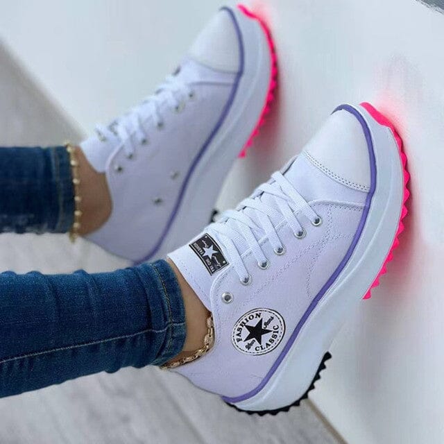 Sneakers Donna Platform in Tela con Suola Chunky