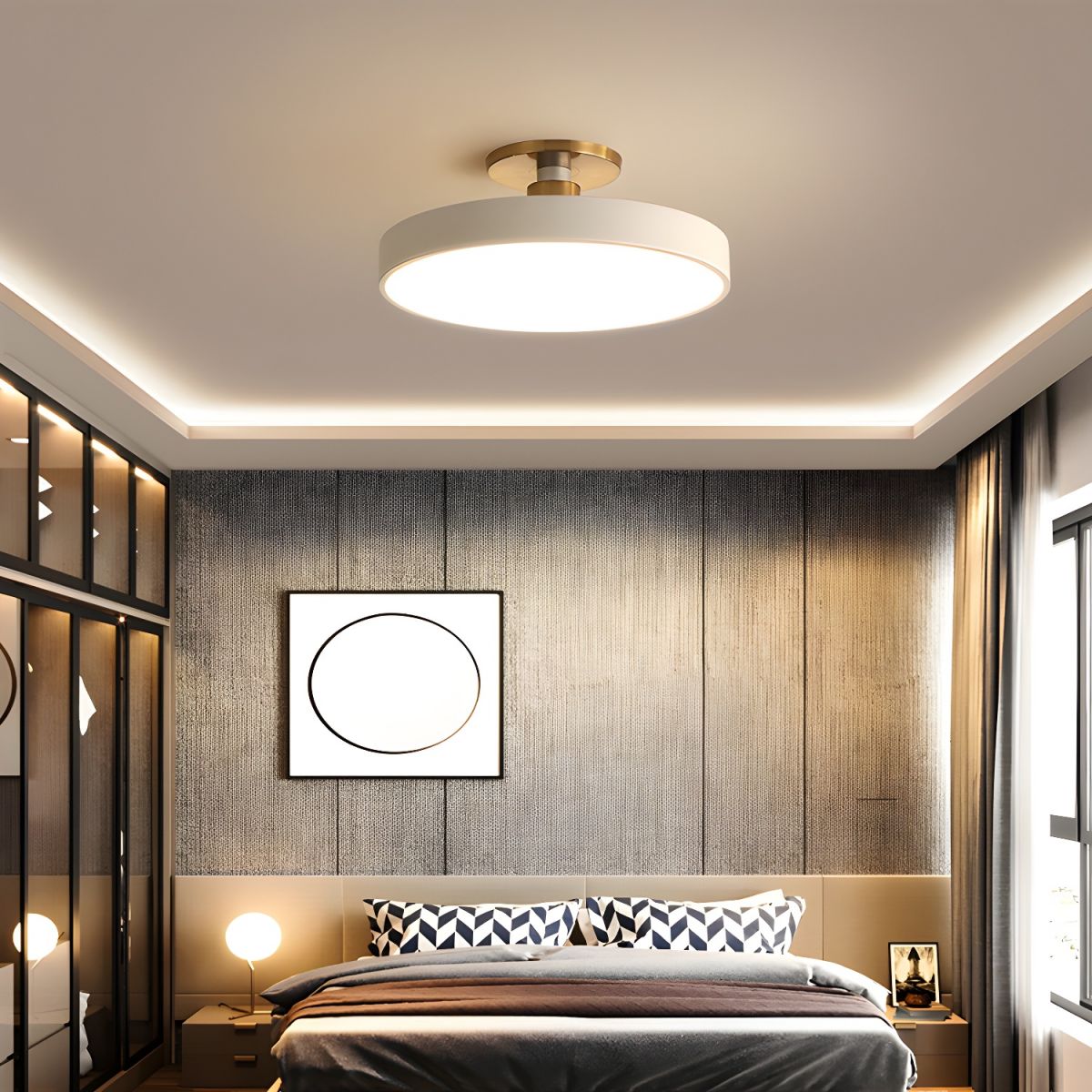 Plafoniera LED Rotonda Moderna a Soffitto, Montaggio Semi a Incasso