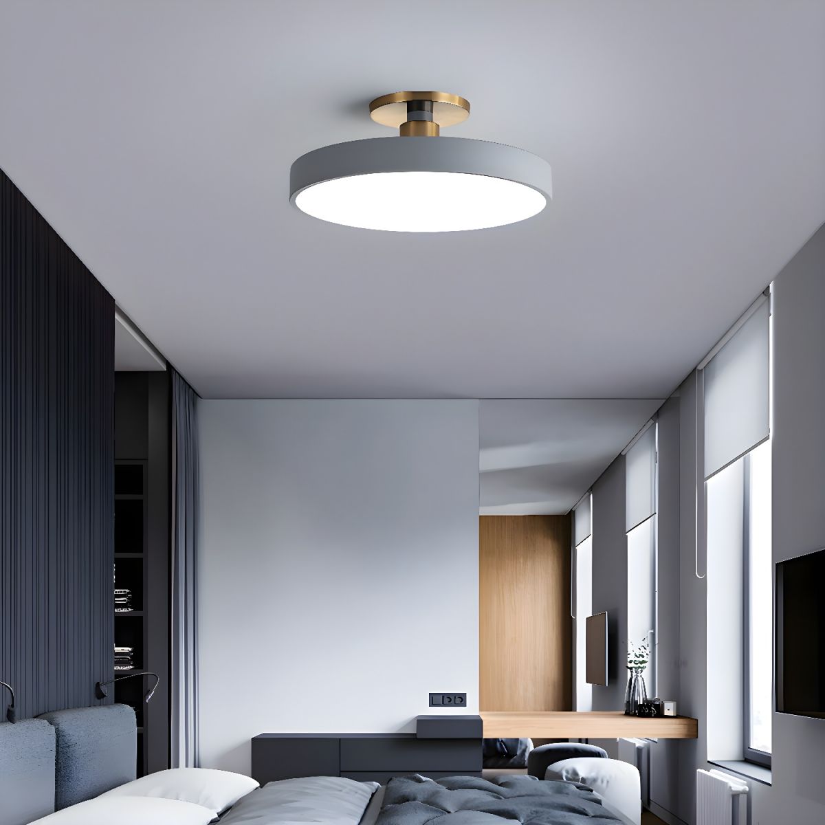 Plafoniera LED Rotonda Moderna a Soffitto, Montaggio Semi a Incasso