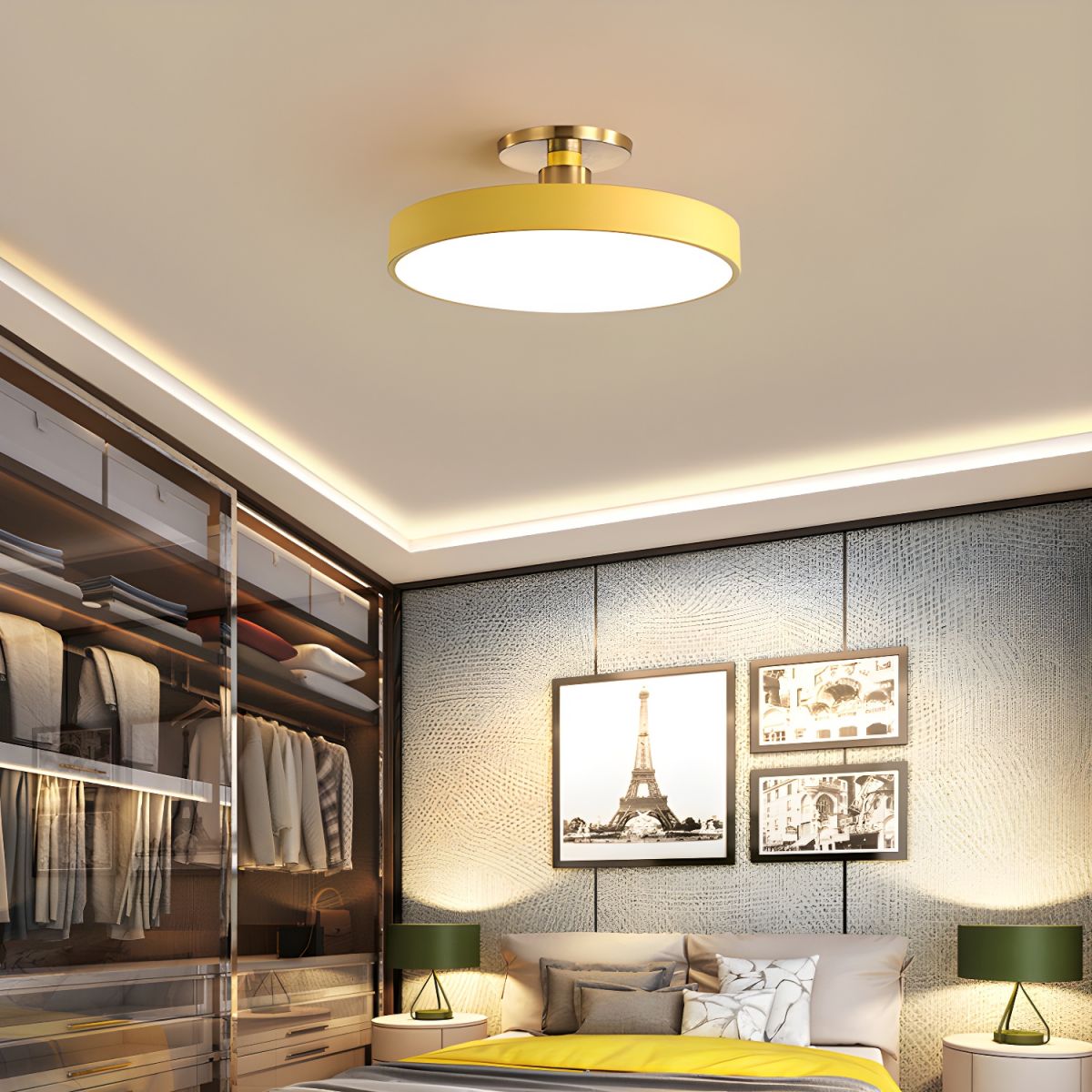 Plafoniera LED Rotonda Moderna a Soffitto, Montaggio Semi a Incasso