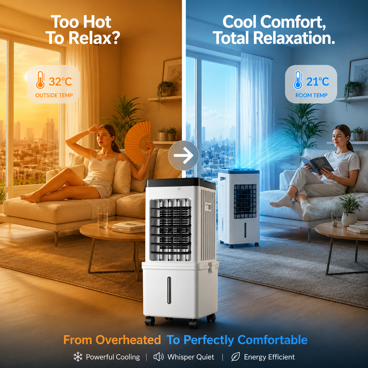 Climatizzatore Portatile 12000 BTU 3 in 1 - Raffrescatore, Ventilatore e Deumidificatore