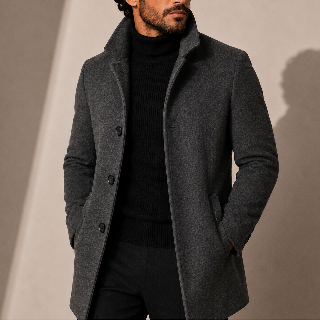 Cappotto Uomo Invernale Collo Coreano Sartoriale