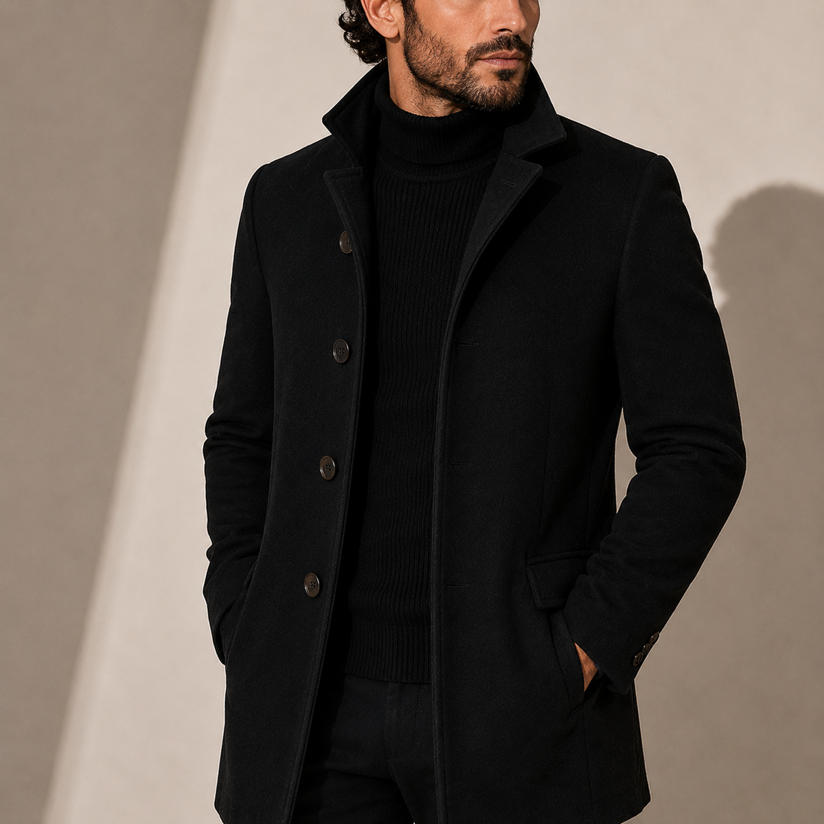 Cappotto Uomo Invernale Collo Coreano Sartoriale