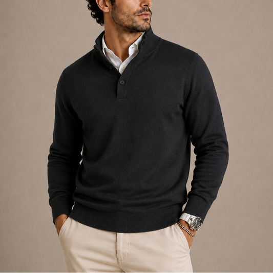 Maglione Polo Uomo a Maniche Lunghe in Maglia Fine