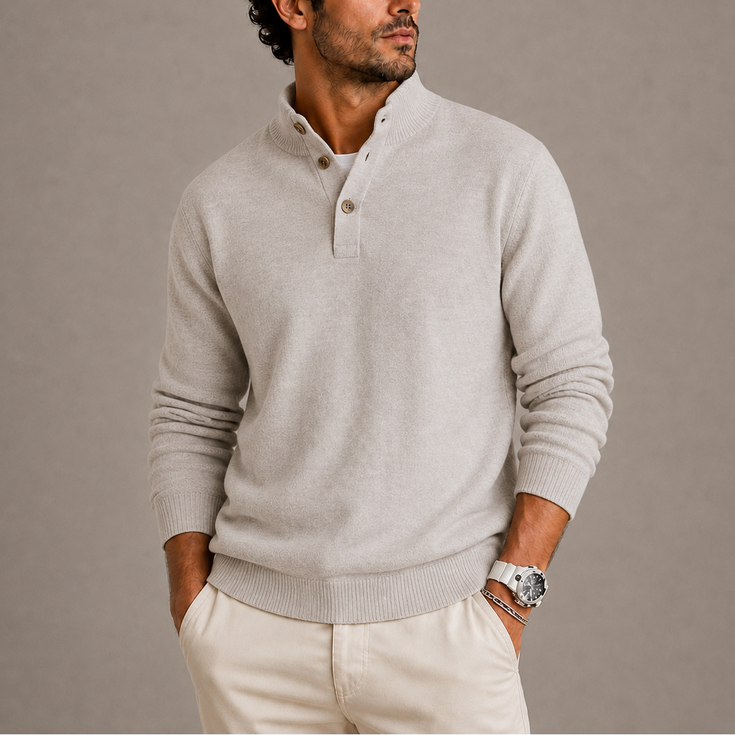 Maglione Polo Uomo a Maniche Lunghe in Maglia Fine
