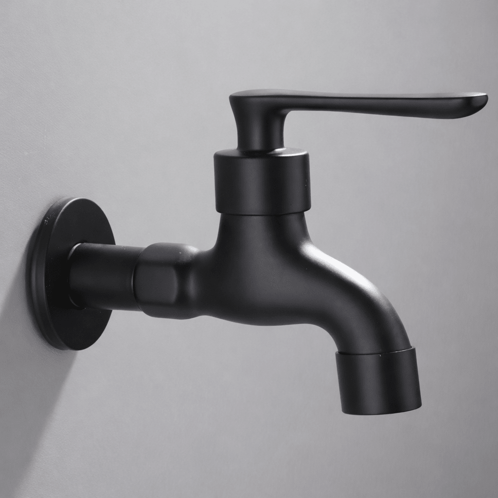 Rubinetto a Parete in Ottone Massiccio Nero Opaco per Cucina, Bagno e Giardino