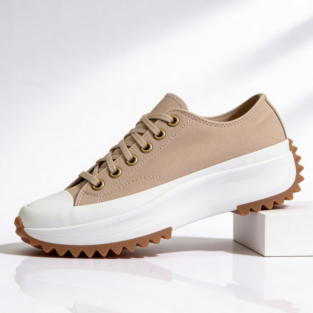 Sneakers Donna Platform in Tela con Lacci
