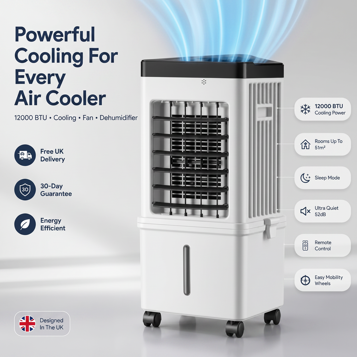 Climatizzatore Portatile 12000 BTU 3 in 1 - Raffrescatore, Ventilatore e Deumidificatore