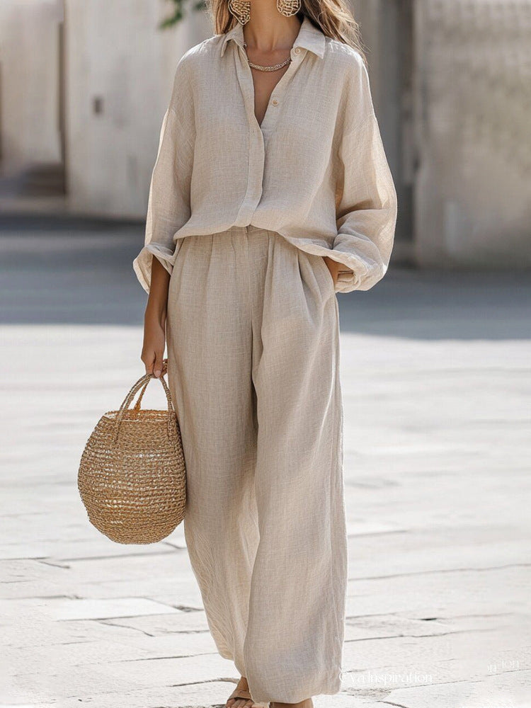 Set Oversized Donna – Con Maniche Lunghe e Pantaloni Larghi, Adatto per Primavera e Estate