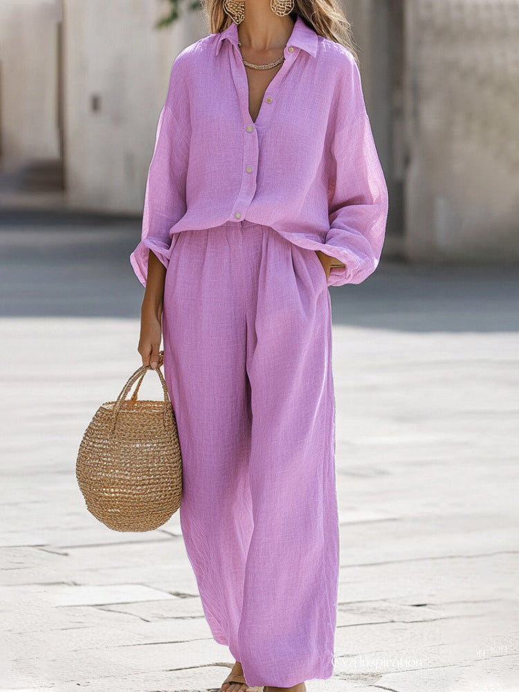 Set Oversized Donna – Con Maniche Lunghe e Pantaloni Larghi, Adatto per Primavera e Estate