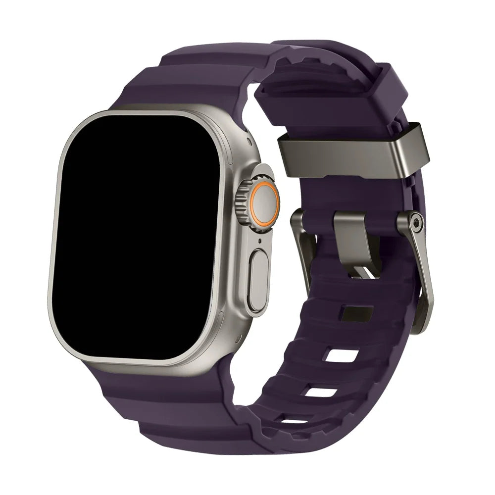 Cinturino Sportivo in Silicone per Apple Watch con Fibbia in Titanio