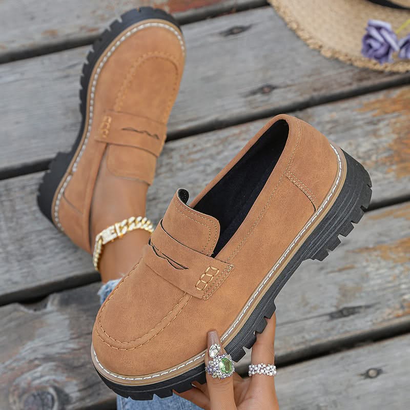 Mocassini Donna in Camoscio con Platform e Suola in Gomma