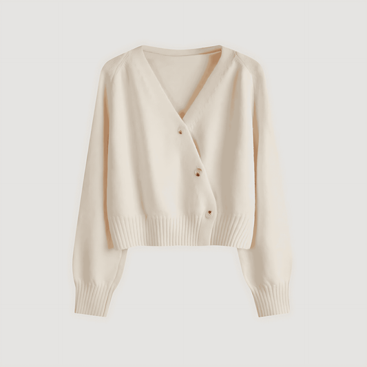 Donna - Cardigan in maglia con scollo a V - Button-Up