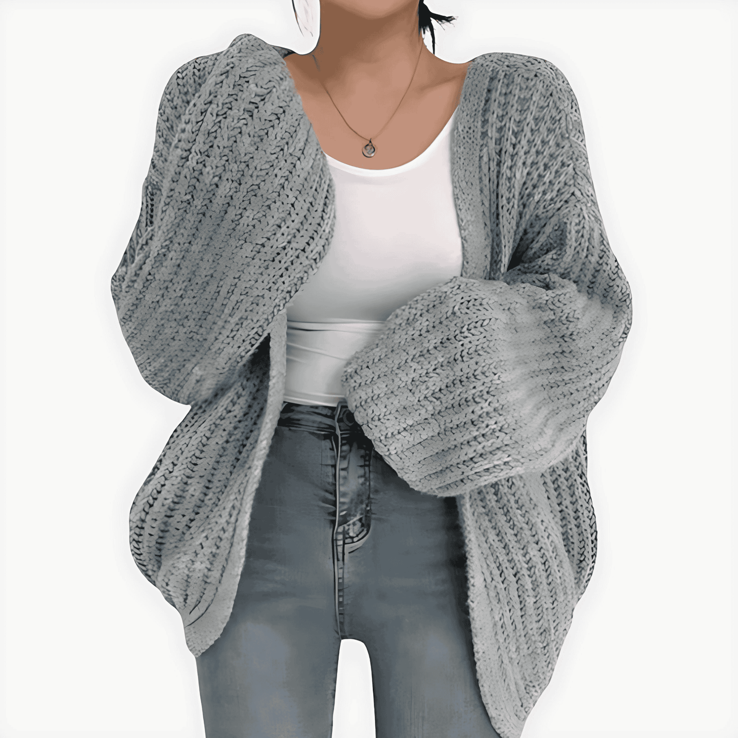 Donna - Cardigan vintage con maniche a lanterna