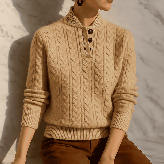 Donna - Felpa Pullover in maglia a cavi - Collo a imbuto