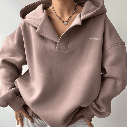 Donna - Felpa con cappuccio oversize - Stile a spalla scesa