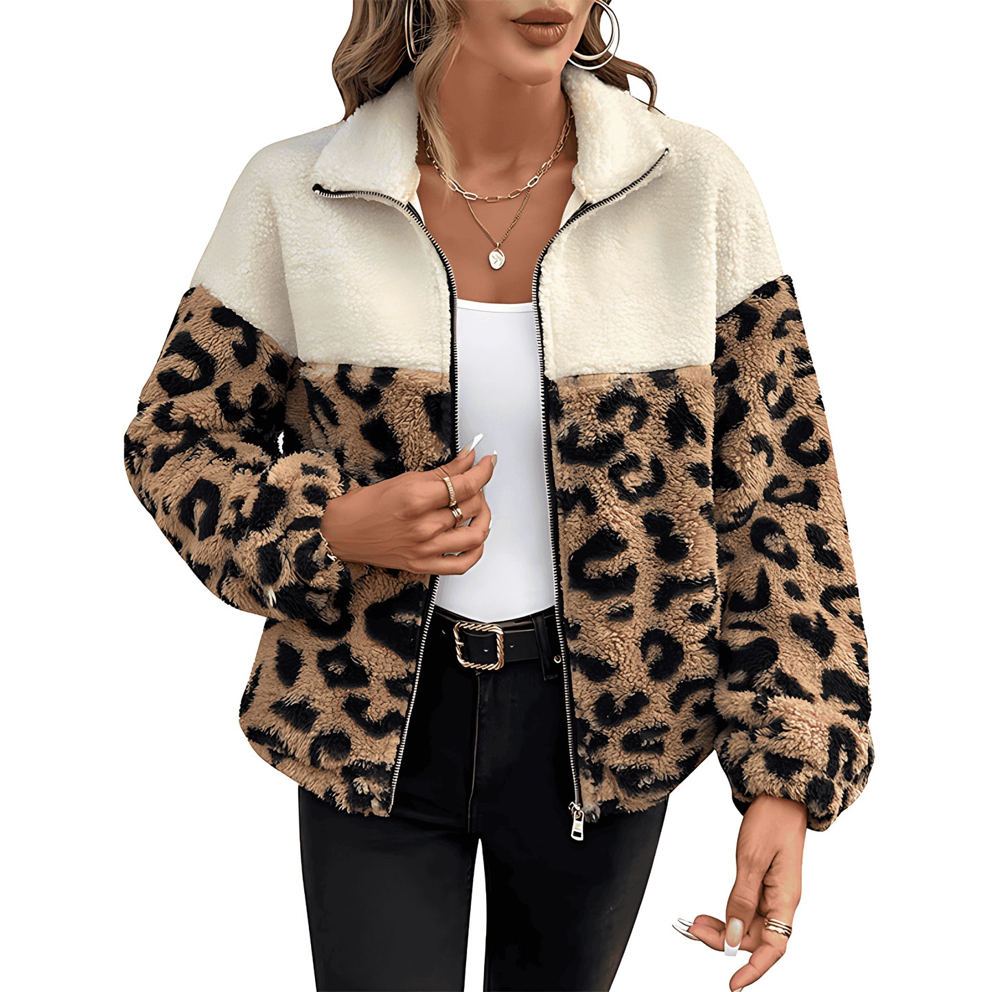 Donna - Giacca Teddy - Stile leopardato