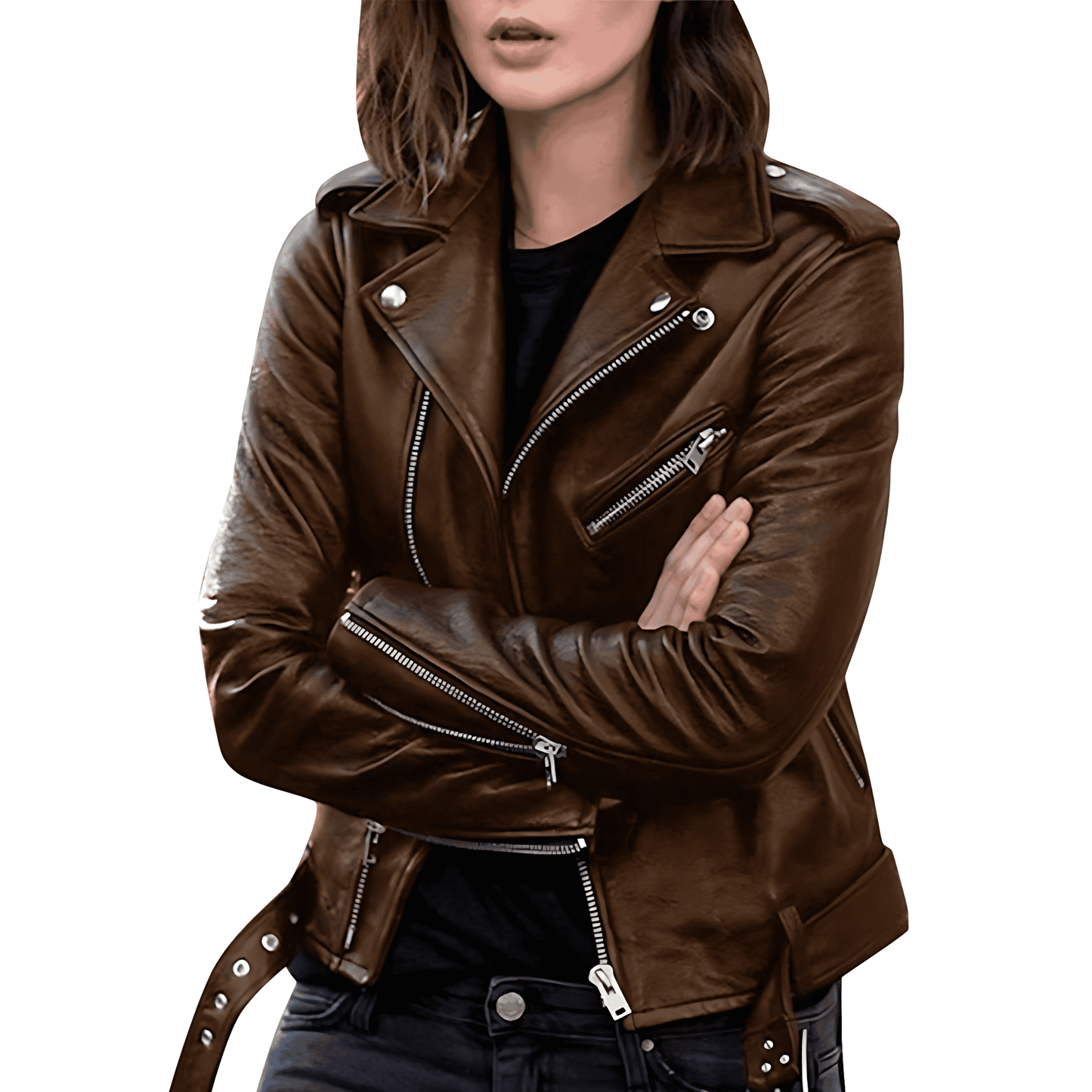 Donna - Giacca biker casual - Chiusura con zip