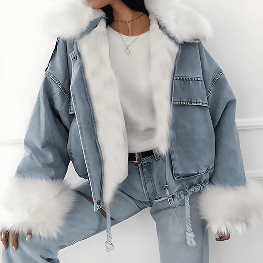 Donna - Giacca in denim - Rivestimento in pelliccia sintetica