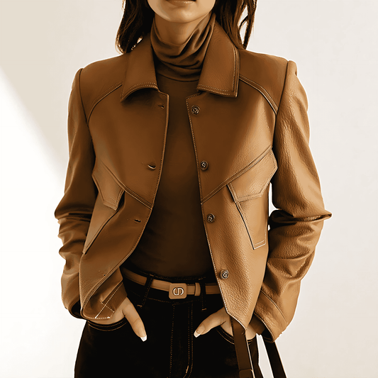 Donna - Giacca marrone a maniche lunghe - Design alla moda