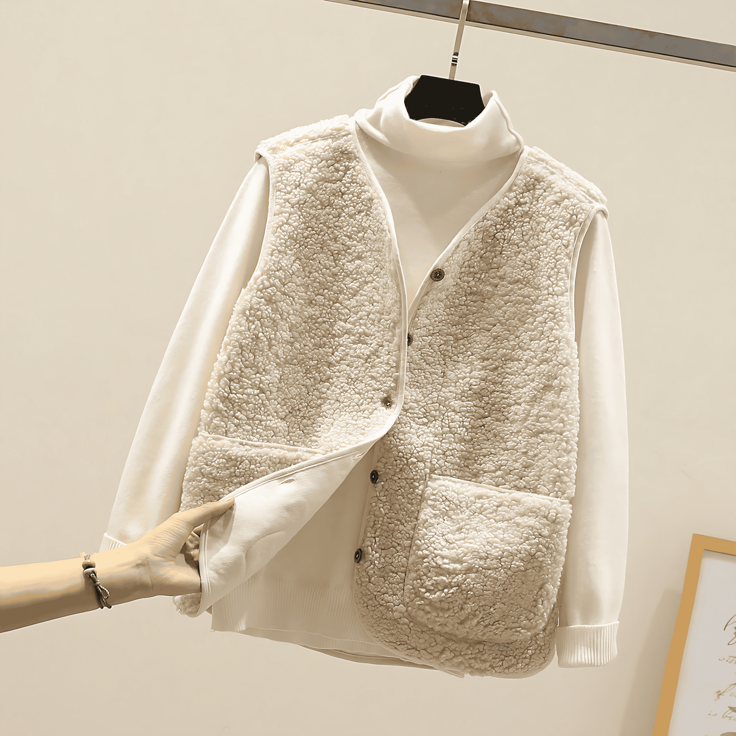 Donna - Gilet in shearling con chiusura a bottoni
