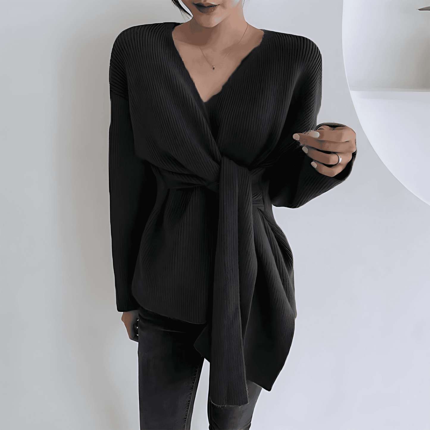Donna - Maglia a portafoglio casual - Nastri di cravatta trendy