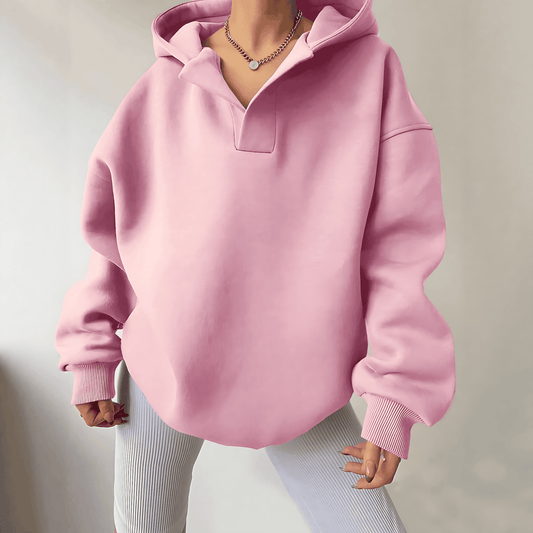 Donna - Maglia oversize con cappuccio e scollo a V