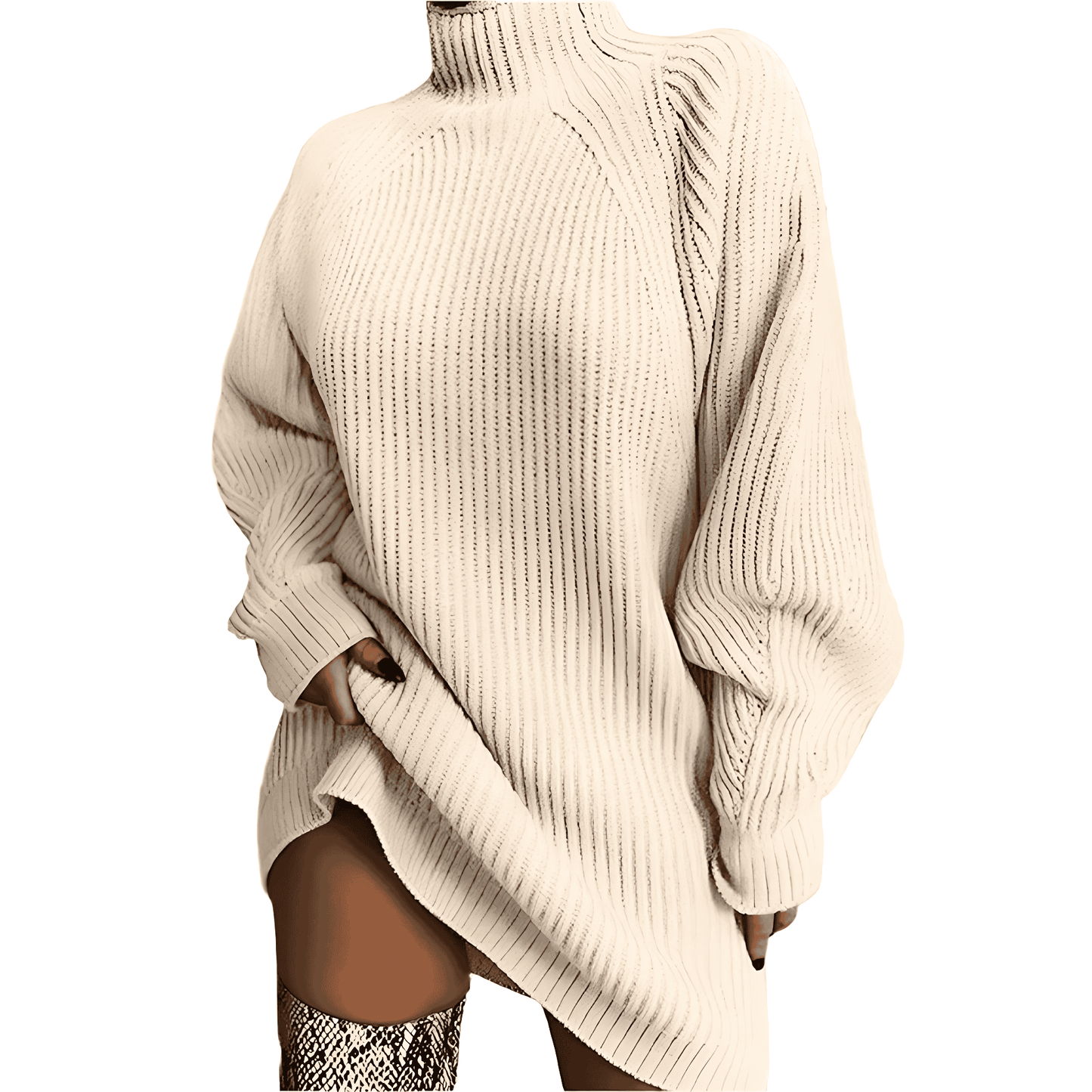 Donna - Maglione dolcevita oversize - Stile maglia accogliente