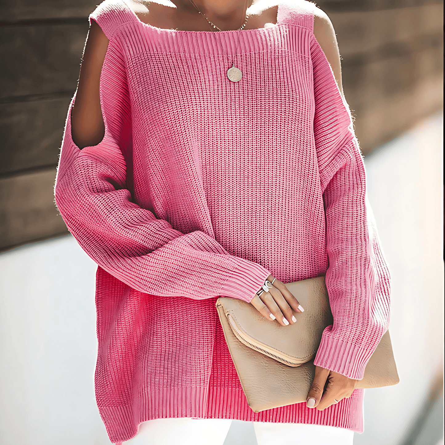 Donna - Maglione in maglia - Scollo asimmetrico