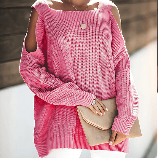 Donna - Maglione in maglia - Scollo asimmetrico